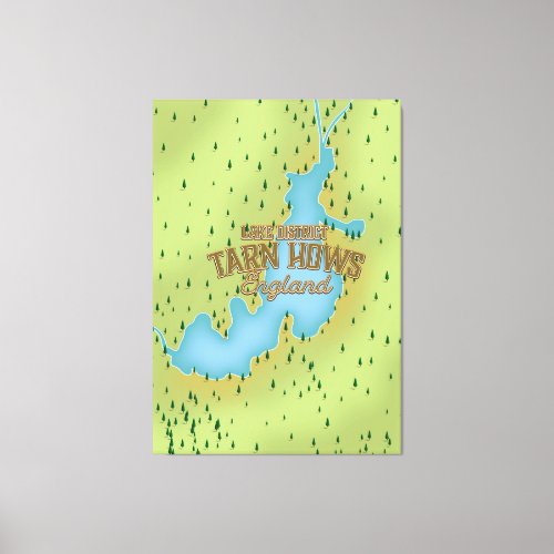 Tarn Hows lake district travel map Canvas Print