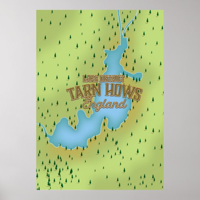 Tarn Hows, lake district, travel map. Poster (Front)