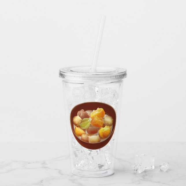 Taro Ball Delight: Iron T Taiwanese Dessert Acrylic Tumbler (Back Ice)