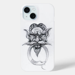 TAROT/ANTIQUE FANTASY GROTESQUE MASK Black White iPhone 15 Case