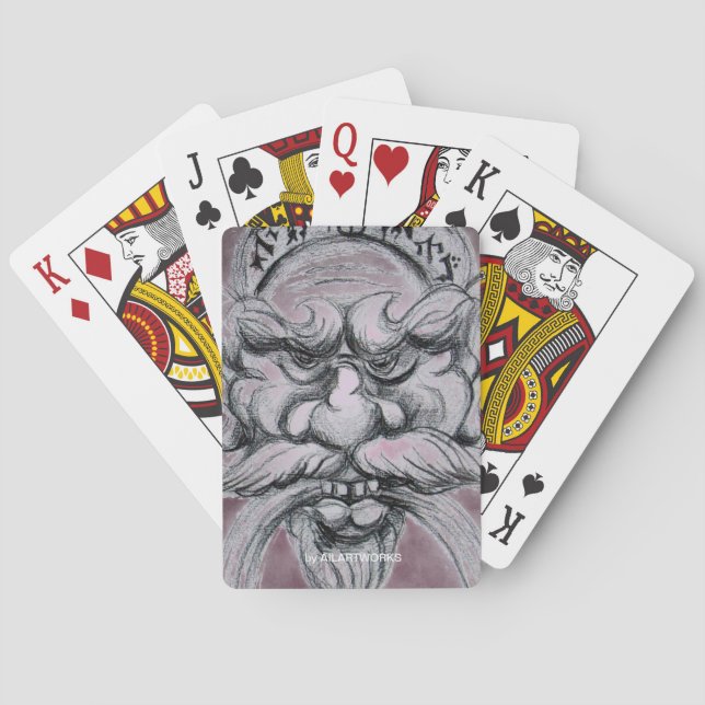 TAROT/ANTIQUE FANTASY GROTESQUE MASK Black White Poker Cards (Back)