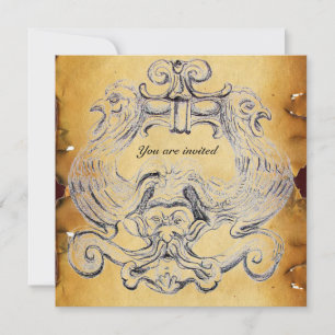 TAROT/ ANTIQUE FLORENTINE GROTESQUE PARCHMENT INVITATION