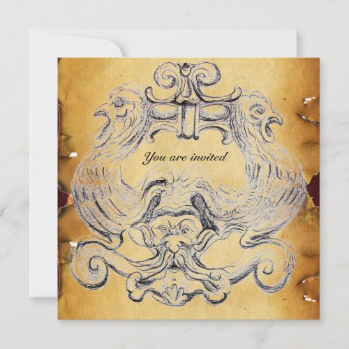 TAROT ANTIQUE FLORENTINE GROTESQUE PARCHMENT INVITATION