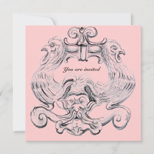 TAROT ANTIQUE FLORENTINE GROTESQUE Pink Black Invitation