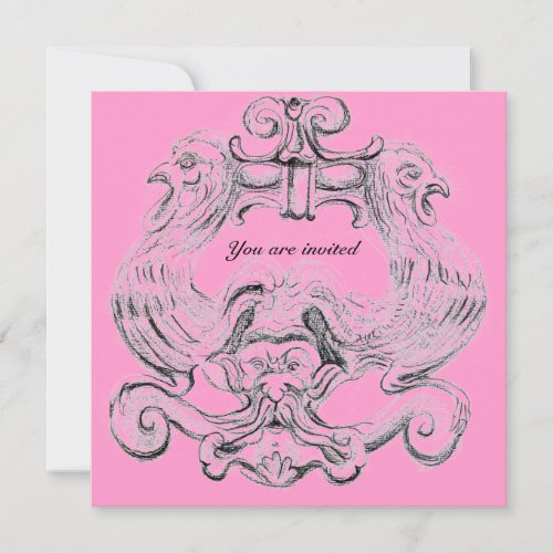 TAROT ANTIQUE FLORENTINE GROTESQUE Pink Black Invitation