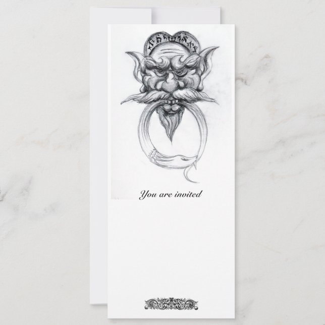 TAROT / ANTIQUE GROTESQUE FANTASY Black White Invitation (Front)