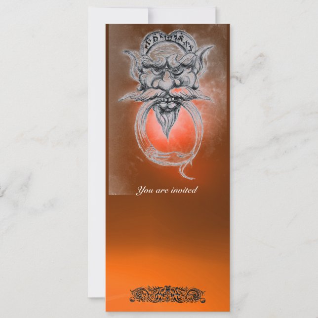 TAROT/ANTIQUE GROTESQUE FANTASY Orange Gemstone Invitation (Front)