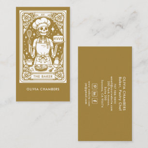 Tarot Baker Gold Pastry Chef Dessert Business Card