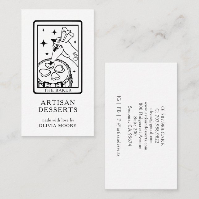 Tarot Baker Pastry Chef  Business Card (Front/Back)