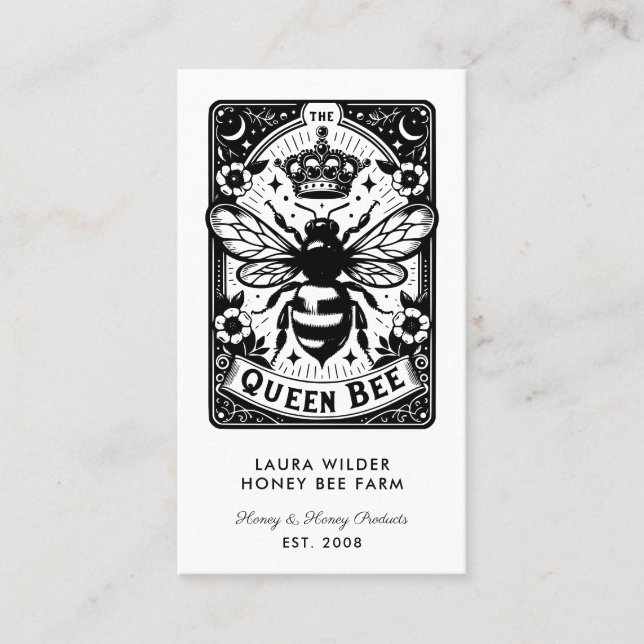Tarot Bee Theme Honey Bee Apiary Farm Beekeeper Business Card (Front)