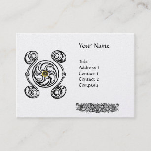 TAROT BLACK WHITE CELTIC DRAWING GREY GEM MONOGRAM BUSINESS CARD