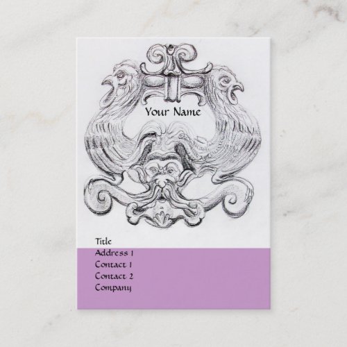 TAROT BLACK WHITE GROTESQUE DRAWING MONOGRAM Lilac Business Card