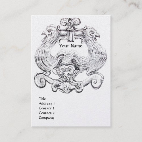 TAROT BLACK WHITE GROTESQUE DRAWING MONOGRAM Pearl Business Card