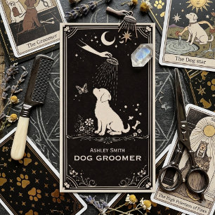 Tarot Boho Moon Dog Groomer Vintage Business Card