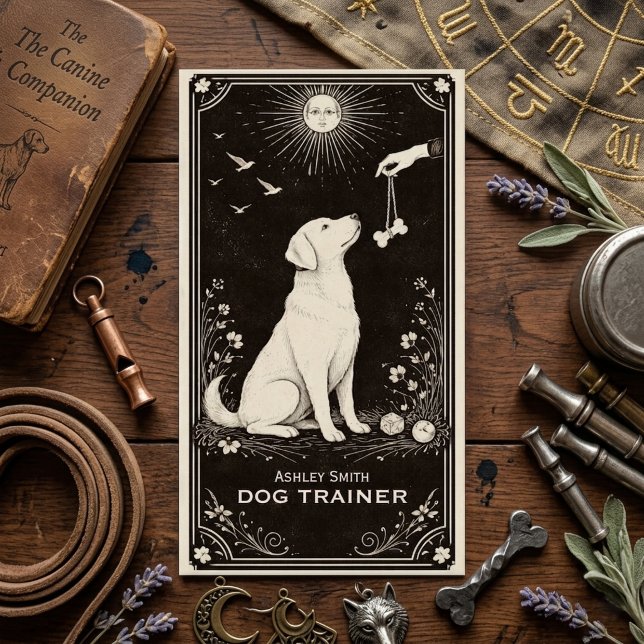 Tarot Boho Mystical Dog Trainer Business Card (Creator Uploaded)