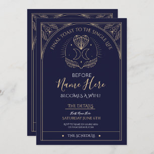 Tarot Bridal Shower Party Itinerary Navy Mystical Invitation