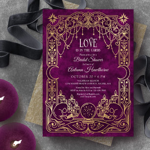 Tarot Burgundy Halloween Bridal Shower Invitation