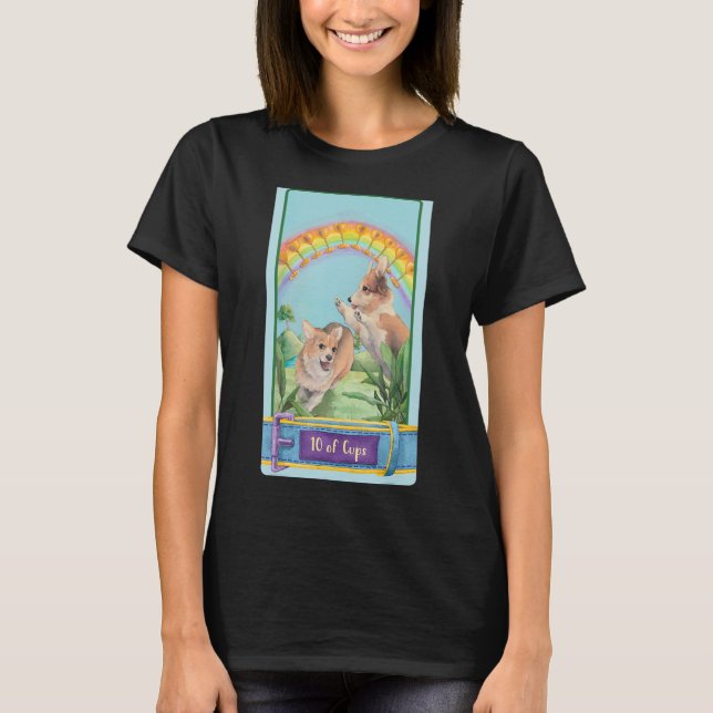 Tarot Card 10 of cups And Dog Cosmic Dogs T-Shirt (Front)