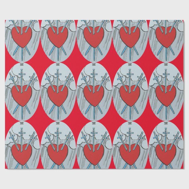 Tarot Card 3 Swords Thunder_Cove Wrapping Paper (Flat)