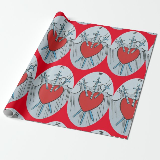 Tarot Card 3 Swords Thunder_Cove  Wrapping Paper (Unrolled)