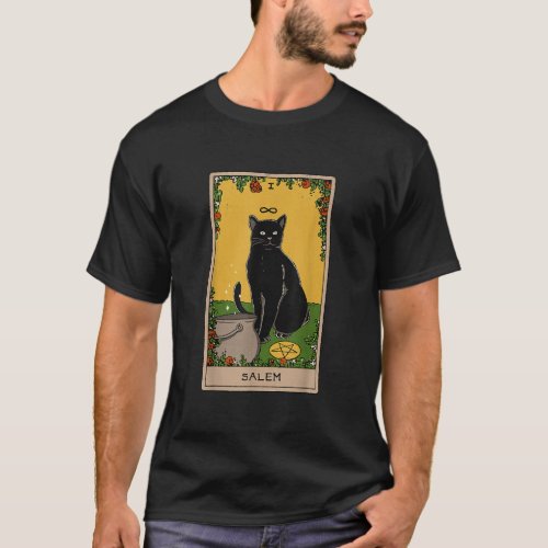 Tarot Card Black Cat Salem Atheist Occult Pagan Wi T_Shirt