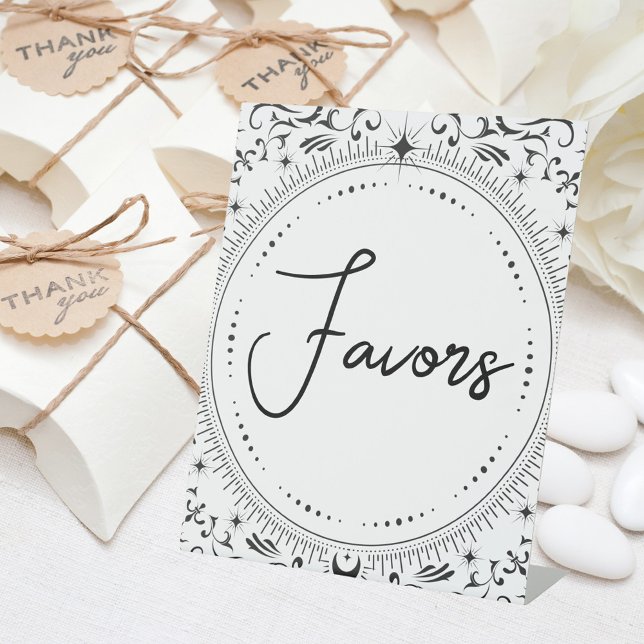 Tarot Card | Bridal Wedding | B+W Favors Pedestal Sign (Creator Uploaded)