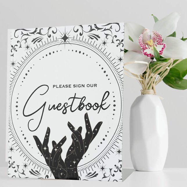 Tarot Card | Bridal Wedding | B+W Guestbook Pedestal Sign (Creator Uploaded)