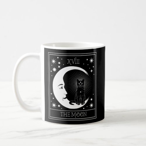 Tarot Card Crescent Moon And Black Cat Cosmic Coffee Mug