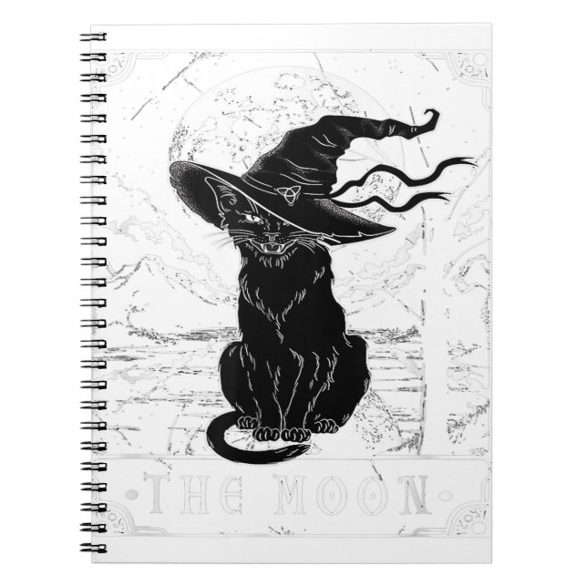 Tarot Card Crescent Moon And Black Cat Witch Hat H Notebook (Front)