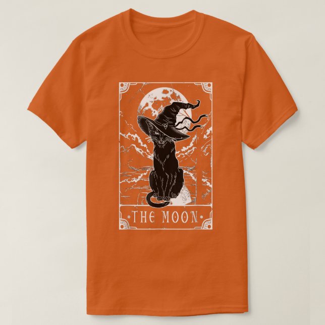 Tarot Card Crescent Moon And Black Cat Witch Hat H T-Shirt (Design Front)