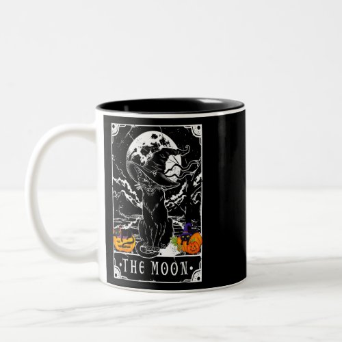 Tarot Card Crescent Moon And Black Cat Witch Hat H Two_Tone Coffee Mug
