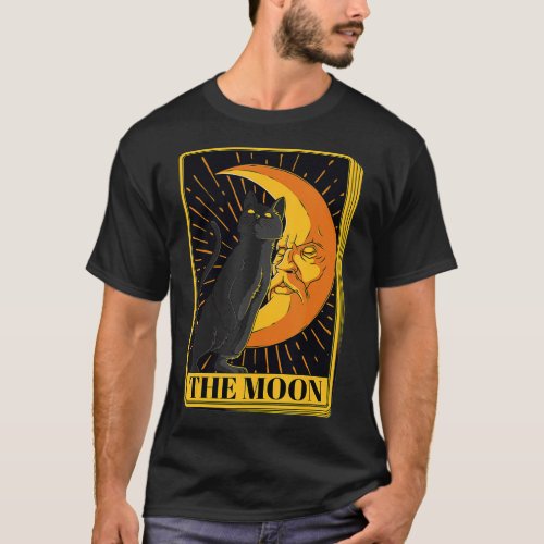 Tarot Card Crescent Moon And Cat  Black Cat Cosmic T_Shirt