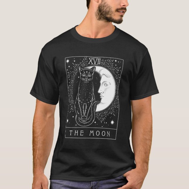 Tarot Card Crescent Moon And Cat T-Shirt (Front)