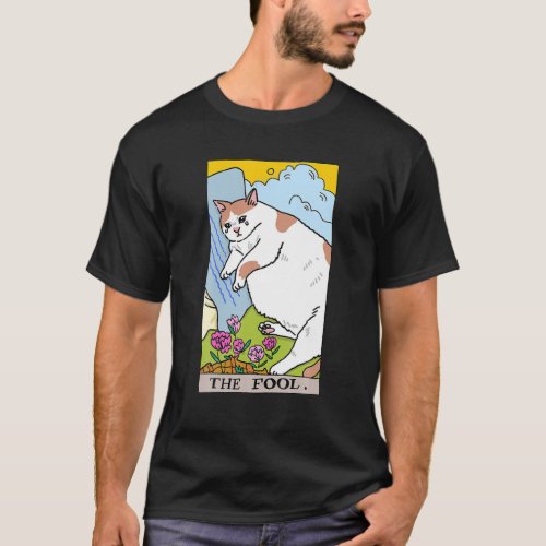 Tarot Card Crescent Moon And The Fool Cat T_Shirt