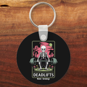 Tarot Card Deadlifts Funny Skeleton Workout Design Keychain