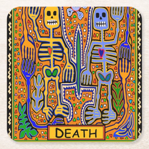 Tarot Card - DEATH - Can Cooler Square Paper Coaster
