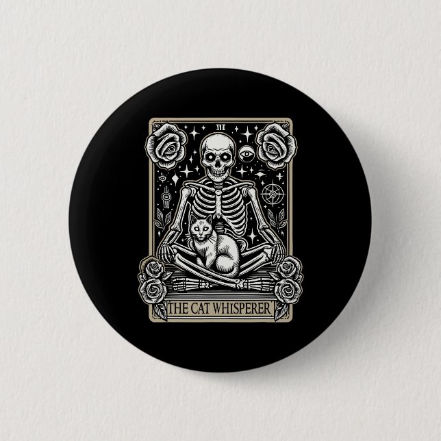 Tarot Card Emo Gothic - Occult The Cat Whisperer  Button (Front)