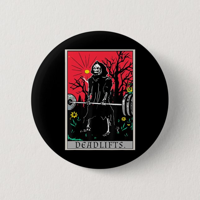 Tarot Card Funny Gym Deadlifts Workout Deadlift Fi Button (Front)