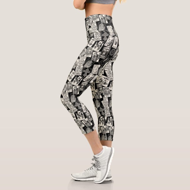 Tarot Card Gothic Witchcraft Goth Fortune Teller Capri Leggings (Left)