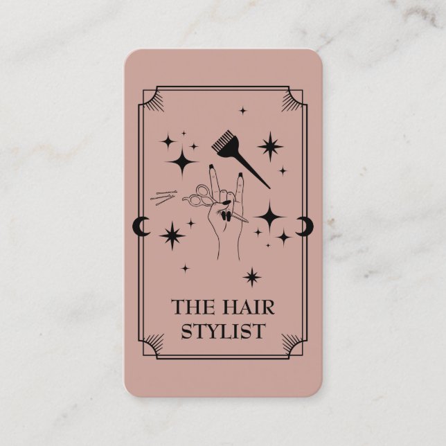 Tarot Card Hair Stylist Celestial Business Card (Front)
