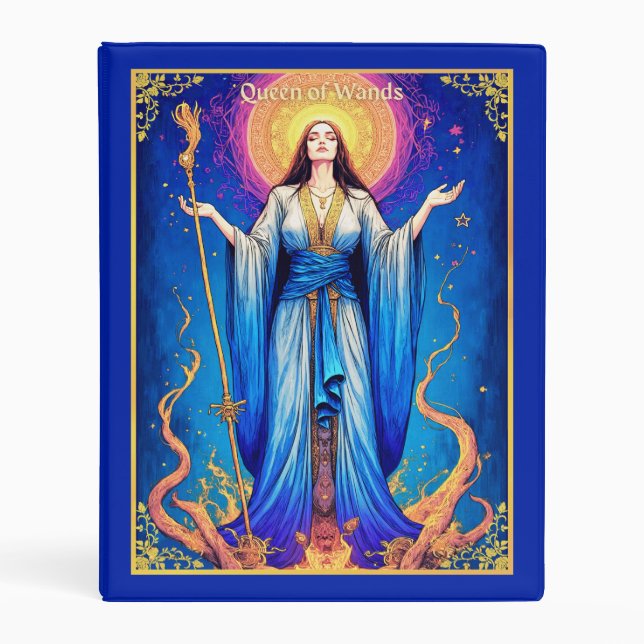 Tarot Card Illustration, Queen of Wands Mini Binder (Front)