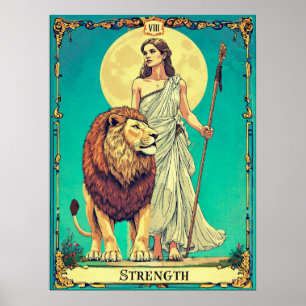 Tarot Card Illustration, Strength Poster