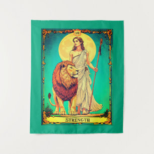 Tarot Card Illustration, Strength Tapestry