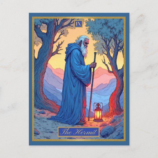 Tarot Card Illustration, The Hermit (Front)