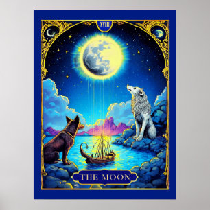 Tarot Card Illustration, The Moon Poster
