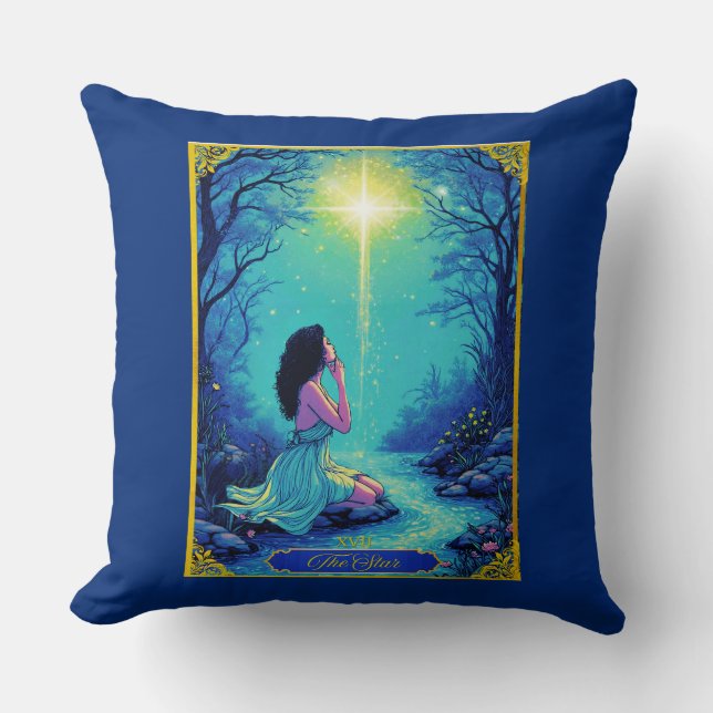 Tarot Card Illustration, The Star Throw Pillow (Front)