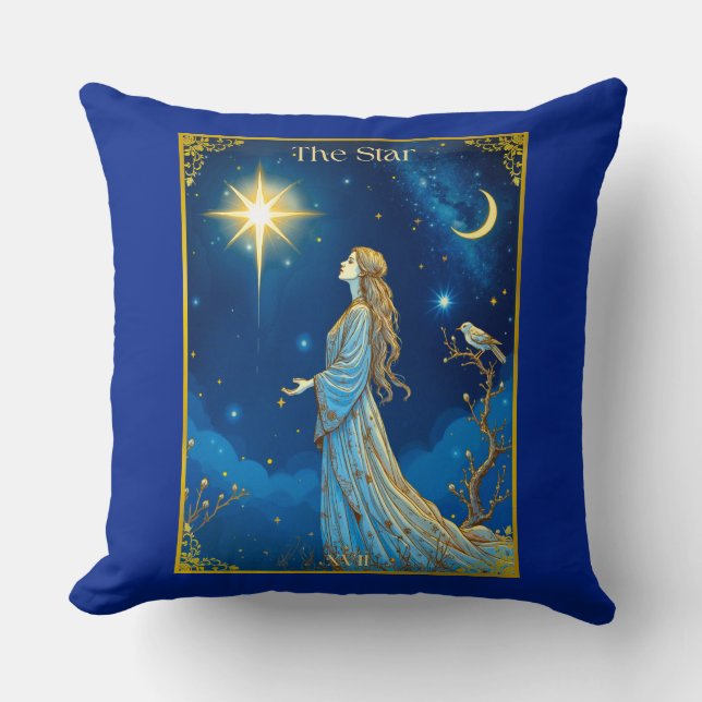 Tarot Card Illustration, The Star Throw Pillow (Front)