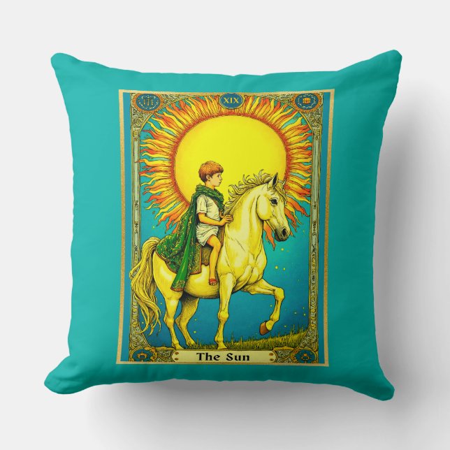 Tarot Card Illustration, The Sun Throw Pillow (Front)