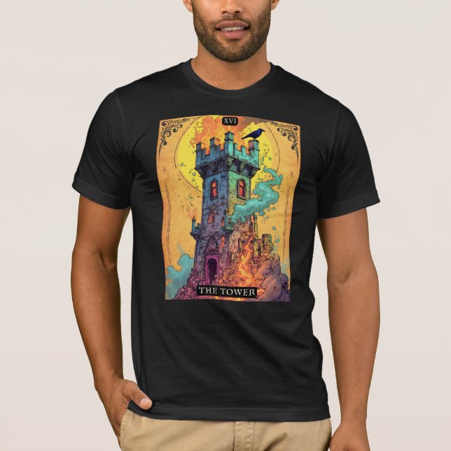 Tarot Card Illustration, The Tower T-Shirt (Front)