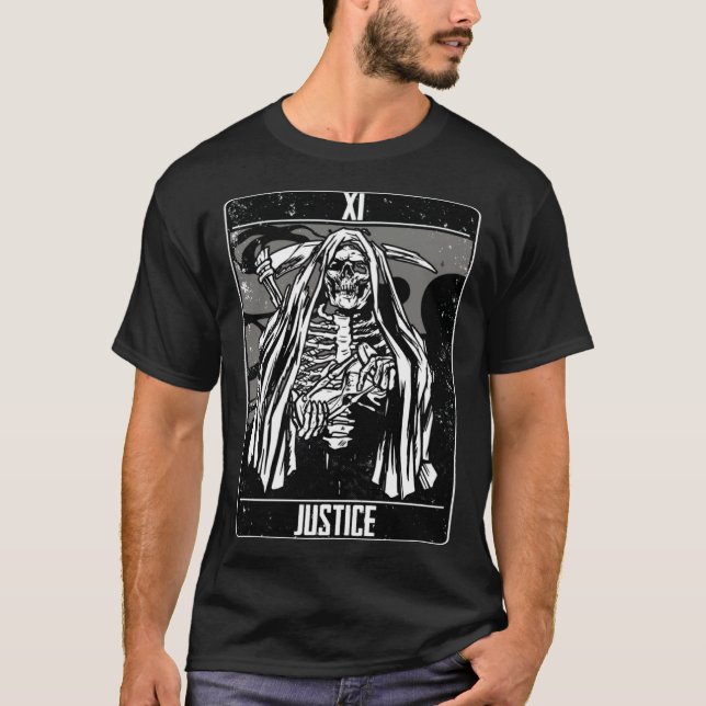 Tarot Card Justice Grim Reaper Gothic Witchcraft H T-Shirt (Front)